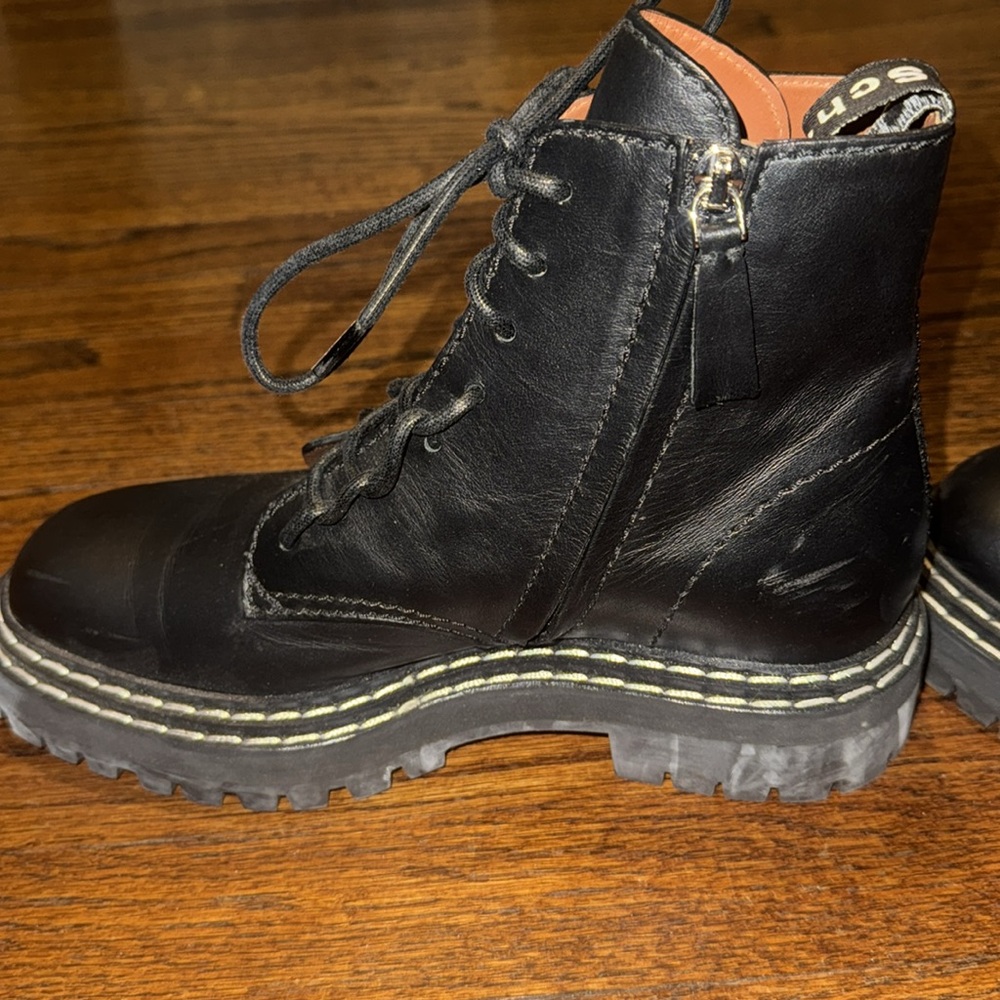 Proenza Schouler Black Combat Ankle Boots lace up 39 - Picture 5 of 7